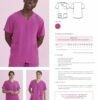 UNISEX PINK V-NECK SCRUB TOP - Image 2