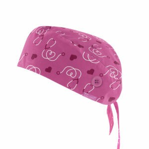 UNISEX PRINTED PINK SCRUB CAP