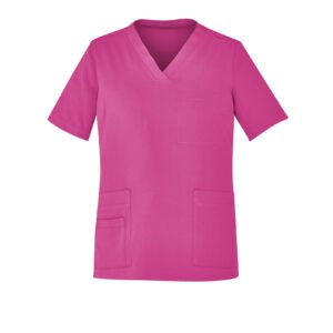 UNISEX PINK V-NECK SCRUB TOP